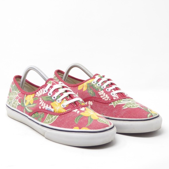 Vans Authentic Doren Floral Print Canvas Lace Up Sneaker Mens Size 10 Red Yellow - Picture 1 of 9